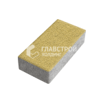 Тротуарная плитка Прямоугольник 10х20х8 см, желтая на камне